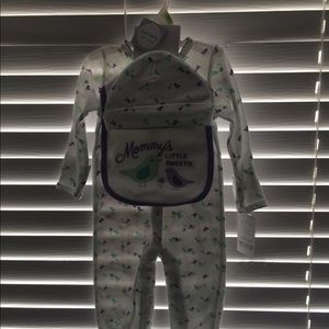 Carters one piece bib and hat
